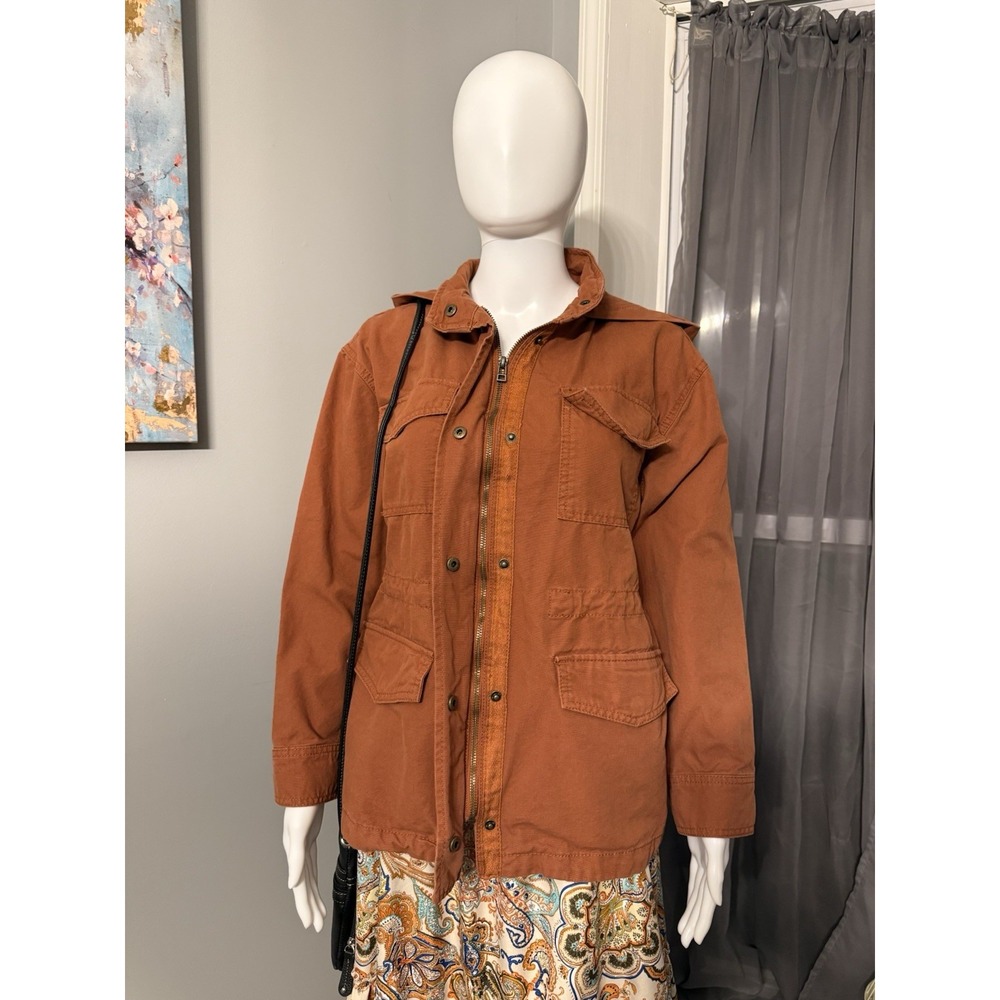 Y2k Universal Thread Burnt Orange Jacket With Hoo… - image 2